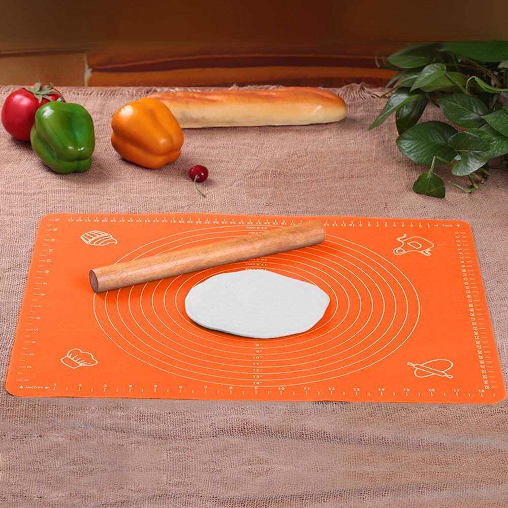 Pie Crust Bread Cookies Multipurpose Baking Mat Non-Slip and Easy to Clean Fondant Pizza Black ATACAT Large Silicone Pastry Mat Non-Stick Baking Mat with Precise Measurements 