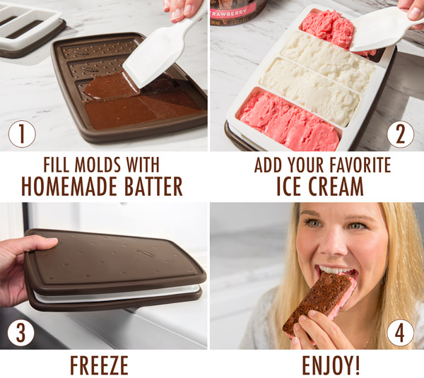 Silicone ice cream sandwich mold comes with everything you need