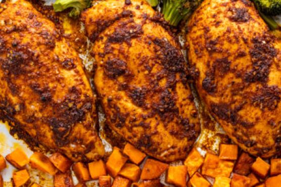 One-Pan Roasted Chicken, Broccoli & Sweet Potatoes + Meal Prep