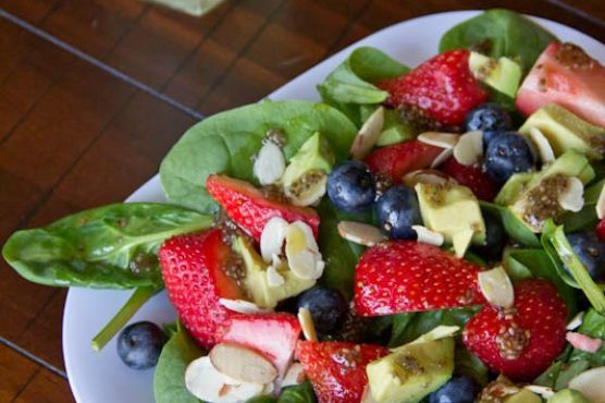Berry Almond Salad with Chia Seed Vinaigrette