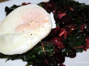 Beet Greens and Poached Eggs
