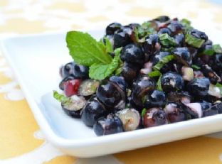 Blueberry Ginger Salsa with Grilled Halibut