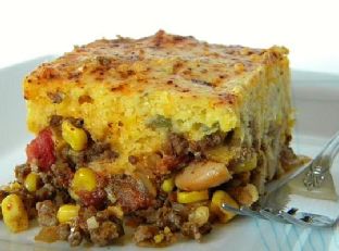 Chili Pie with Green Chile and Cheddar Cornbread Crust