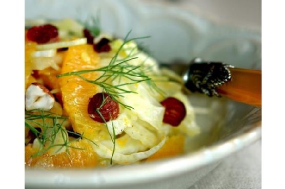Fennel and Orange Salad With Toasted Hazelnuts and Cranberries