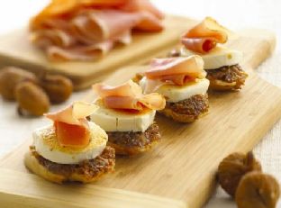 Goat Cheese, Fig And Proscuitto Crostini
