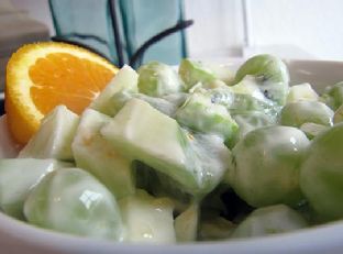 Green Fruit Salad with Orange Yogurt Dressing