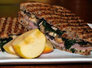 Ham and Swiss Panini With Mushrooms and Kale