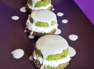 Italian Pistachio Cupcake With Buttercream Icing and Simple Sugar