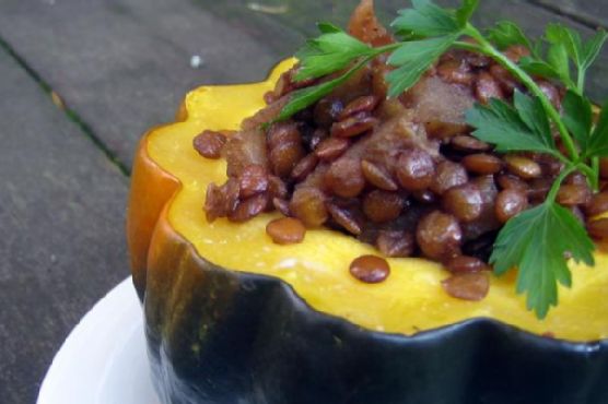 Lentils and Apples with Acorn Squash