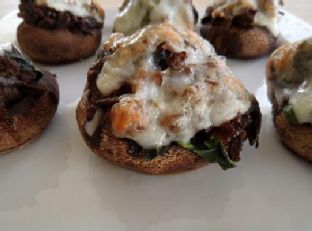 Meat & Spinach-Stuffed Portabella Mushrooms with Goat Cheese