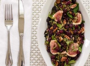 Mixed Green Farro Salad And Fresh Figs