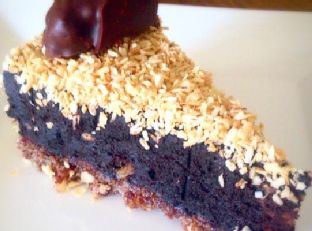 No-bake Toasted Coconut Chocolate Cake with Chocolate Macaroon Cookies