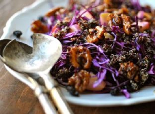 Red Cabbage Salad with Quinoa, Blueberries & Cinnamon Walnuts