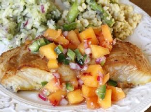Soy Ginger Glazed Halibut with Ginger Peach Relish