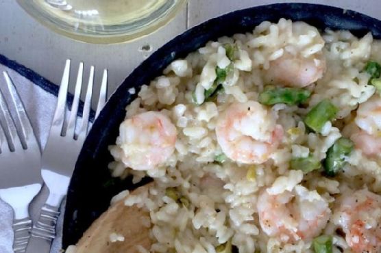 Spring Risotto with Shrimp, Asparagus and Artichoke Hearts