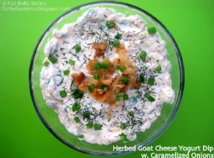 Herbed Goat Cheese Yogurt Dip w. Caramelized Onions