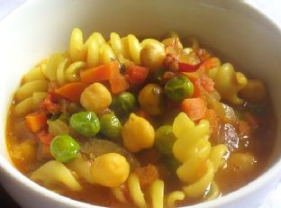 Summery Tomato Soup with Pasta and Chickpeas