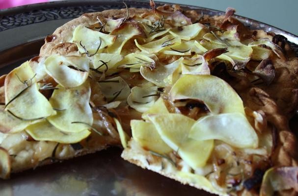 How To Make Golden Potato and Caramelized Onion Flat Bread Pizza | Recipe