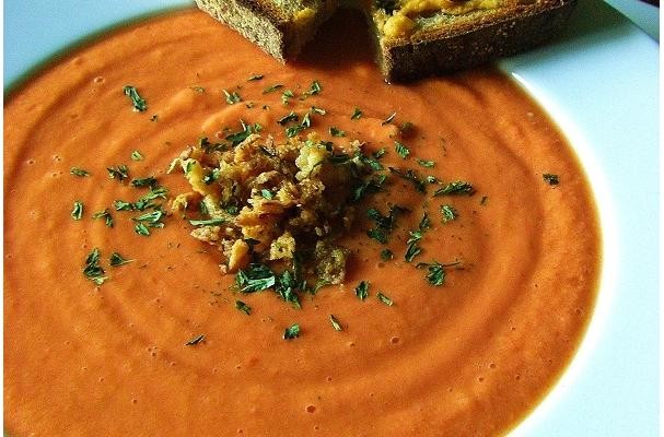 How To Make Spanish Gazpacho Soup In The Raw With Broiled “Cheese” Toast | Recipe